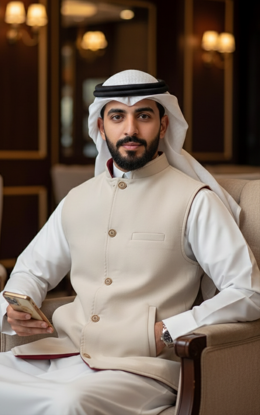 Off-white double-faced burgundy gokh