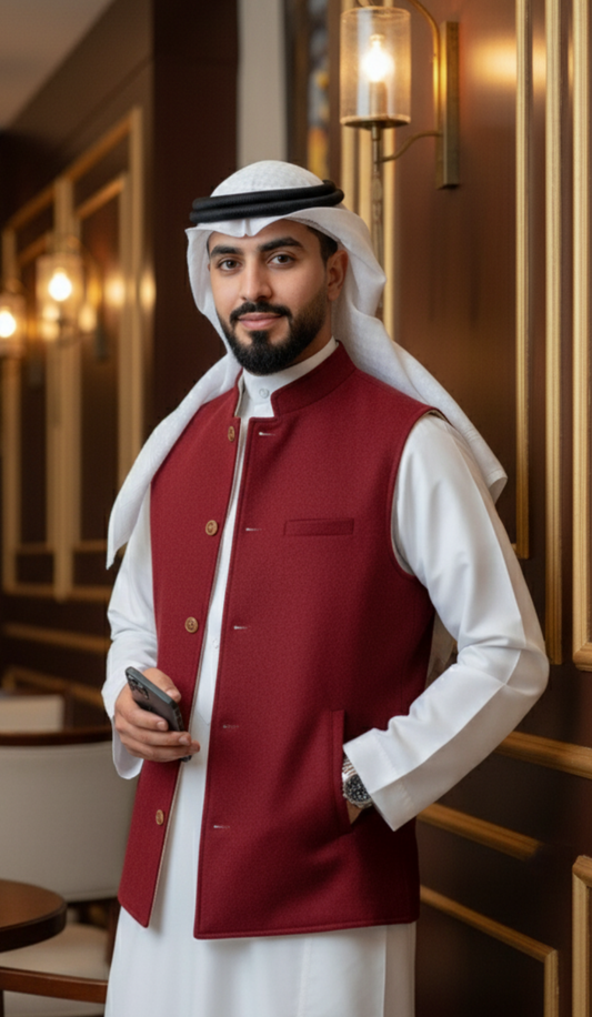 Off-white double-faced burgundy gokh