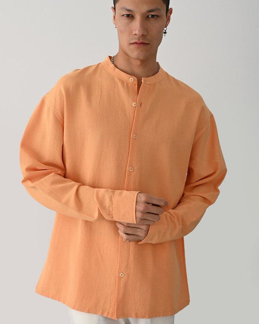 قميص كم طويل بياقة برتقالي